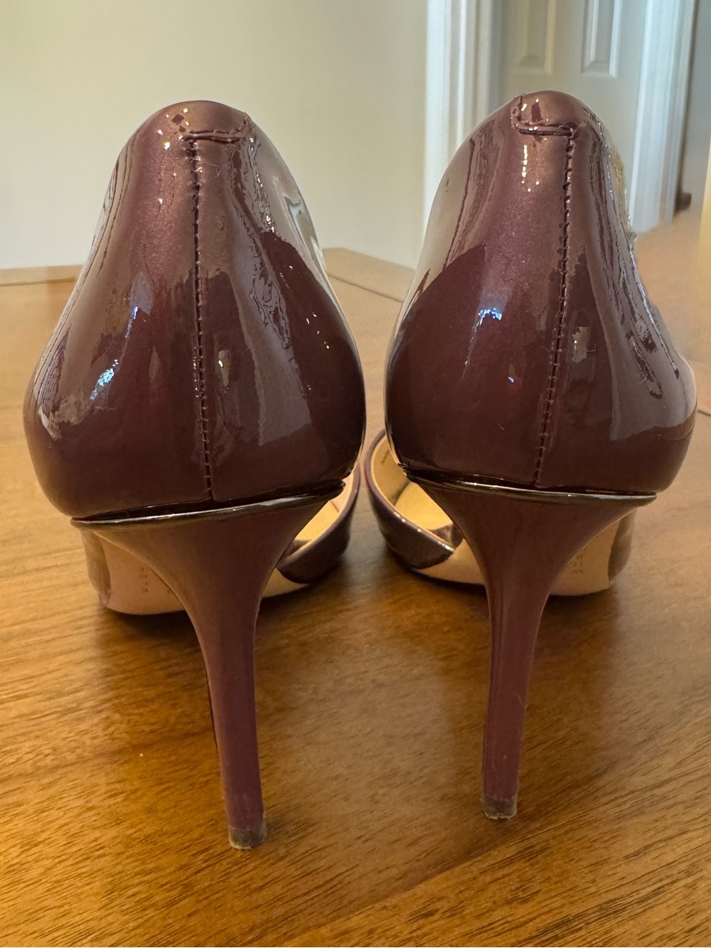 White House Black Market Plum Patent D'Orsay Pointed-Toe Heels - Picture 3 of 3